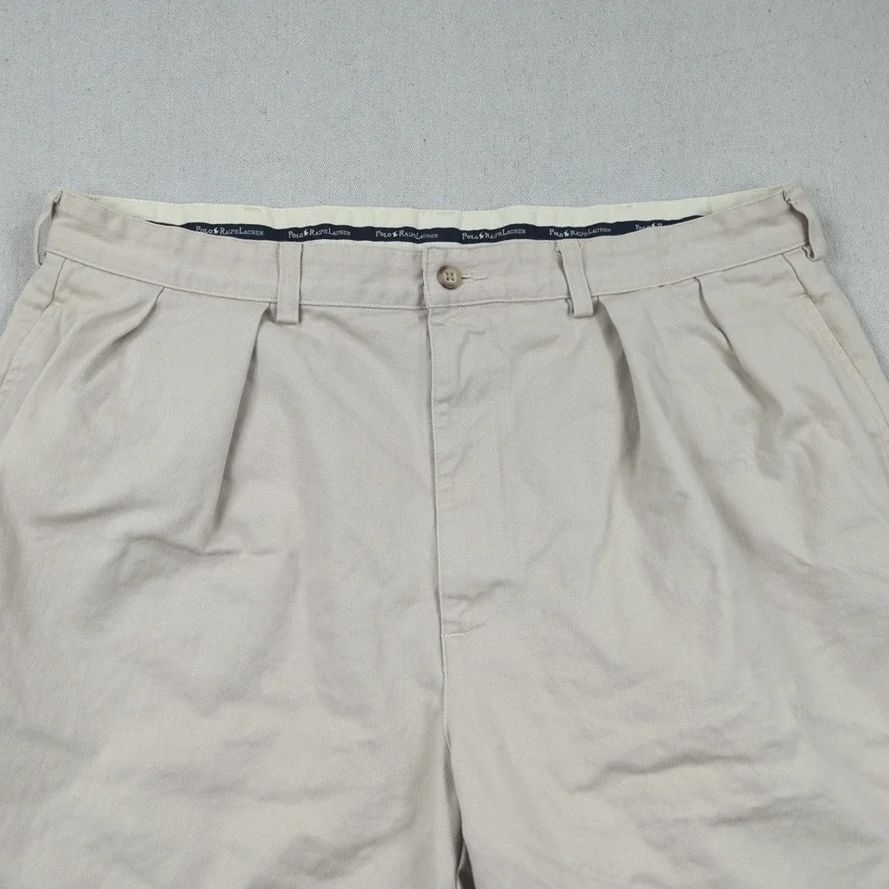 Vintage Polo Ralph Lauren Shorts Mens 38 Khaki‎ Pleated Tyler Preppy Casual